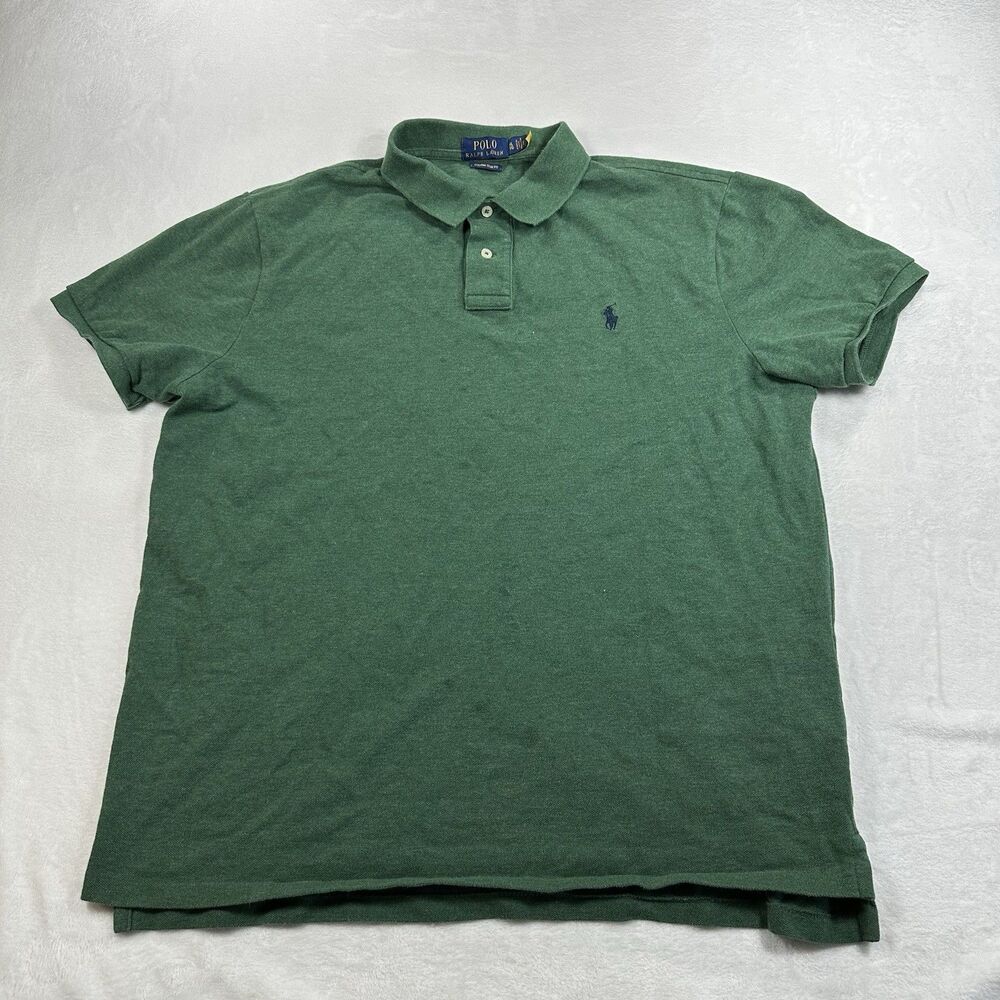 Polo Ralph Lauren Custom Slim Fit Polo Shirt Mens XL Green Pony Short Sleeve